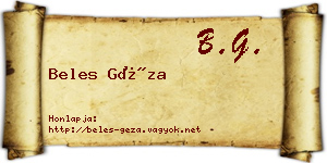 Beles Géza névjegykártya