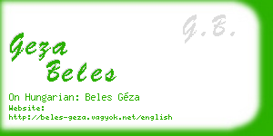 geza beles business card